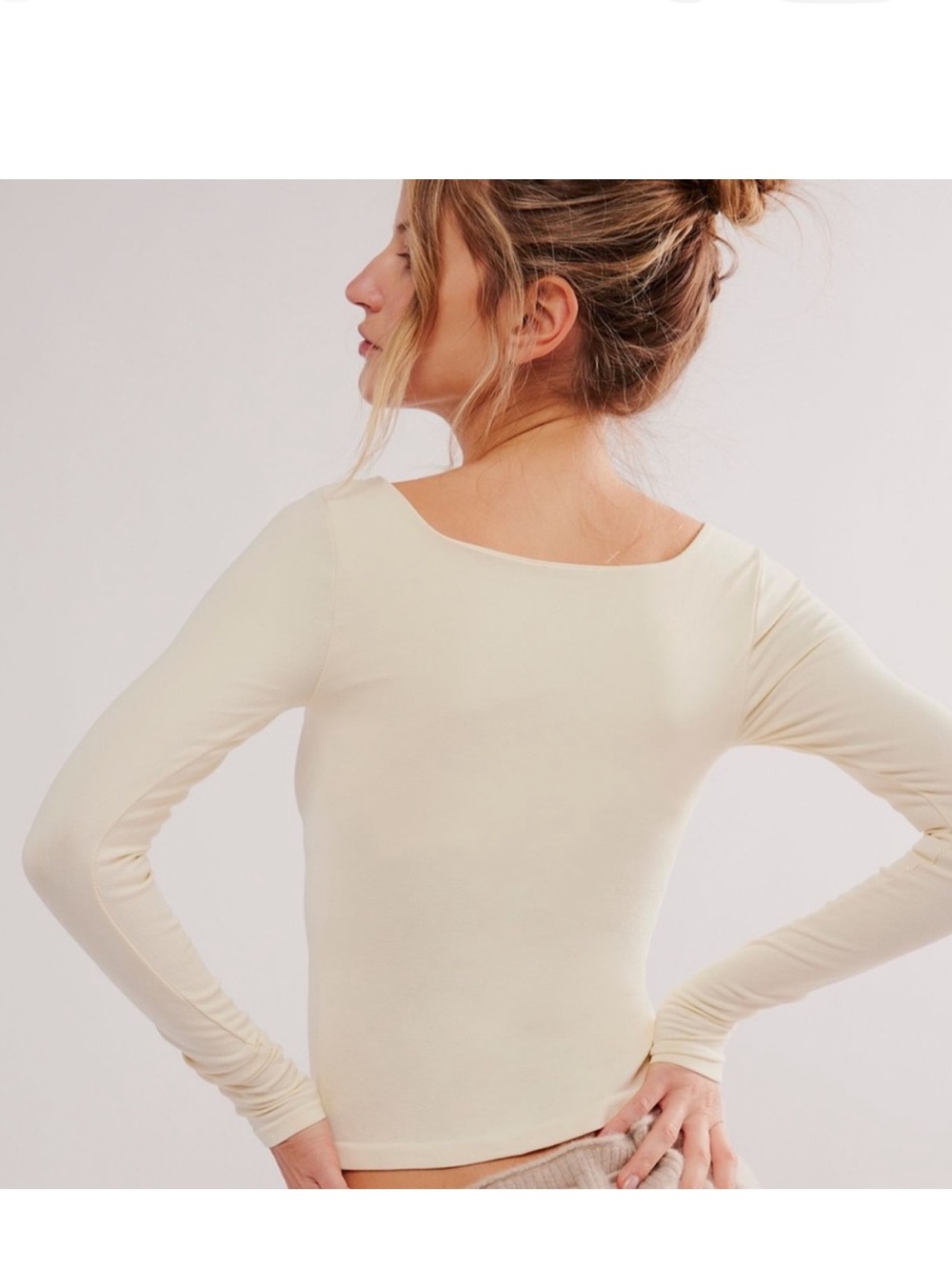 NWT Free People Clean Lines Long Sleeve Ivory - Picture 2 of 10
